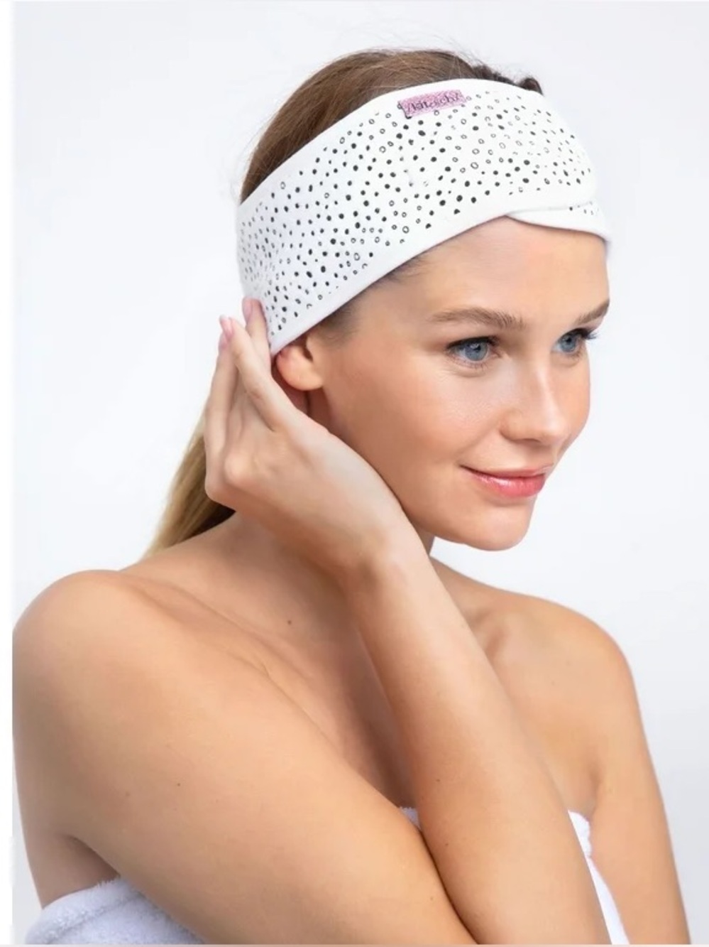 *update* (3) KITSCH Microfiber Spa Headband in Polka Dot - White & Black